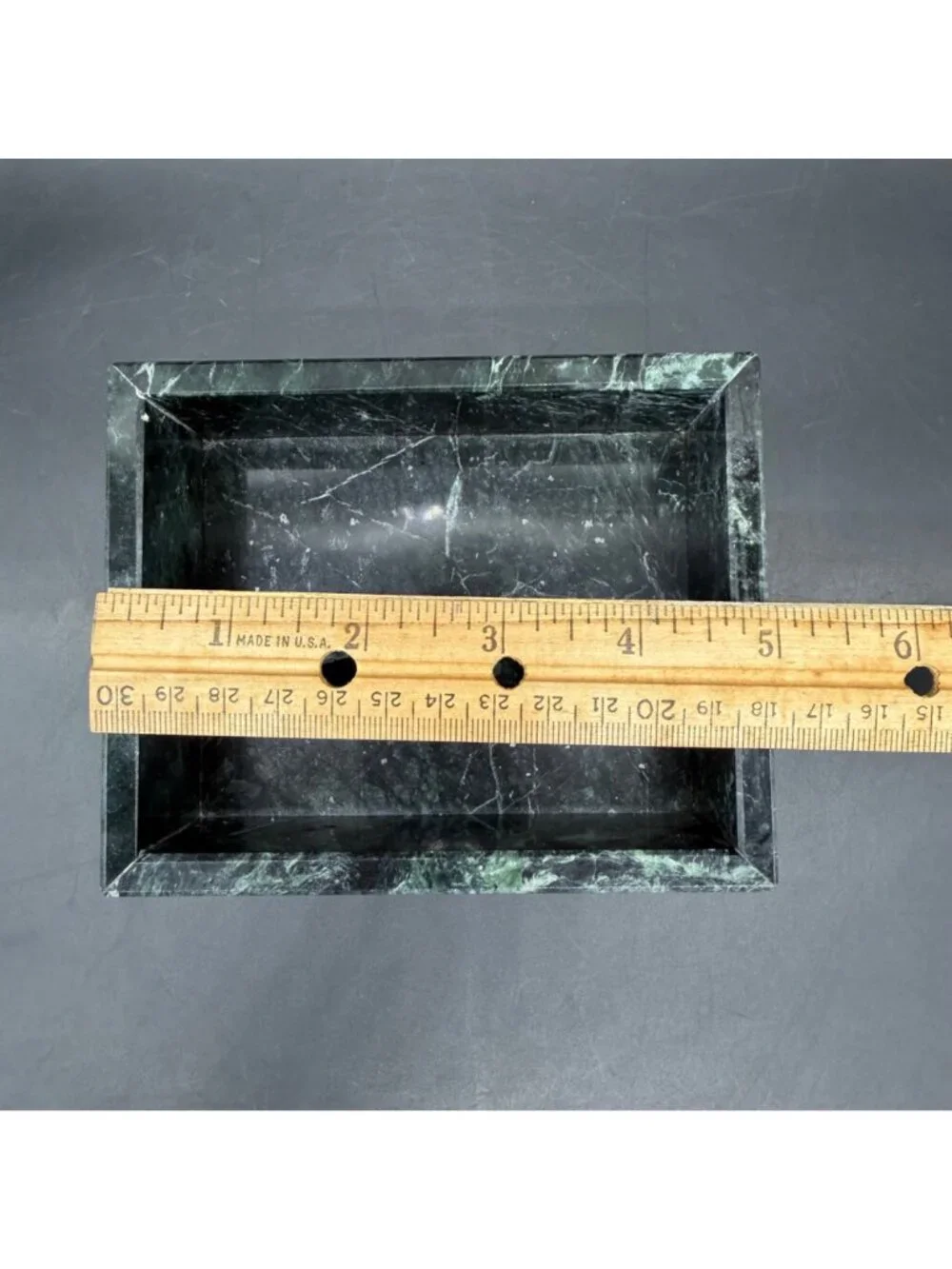 Green Marble Tray Dish Vanity Home Decor 1990s Vintage Retro Jewelry Storage Box
